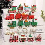 Marry Christmas Wooden Train Festive Ornament Santa Xmas Decor C Green 5