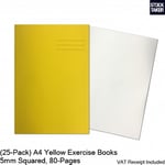 (25-Pack) Hamelin A4 Yellow S5 5mm Squared 80-Page Exercise Books School Maths