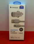 Goodmans Lightning Apple in Car Charger + Cable - WHITE