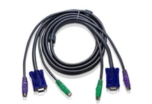 Aten 2L-1003P/C - Tangentbords-/Video-/Muskabel - Ps/2, Hd-15 (Vga) (Hane) Till Ps/2, Hd-15 (Vga) - 3 M - För Masterview Cs-124A, Cs-172  Masterview Lite Cs142  Masterview Plus Cs138a