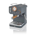 Swan SK22110GRYN Nordic Espresso Coffee Machine with Milk Frother, Steam Pressure Control, 1.2L Detachable Water Tank, 1100W, Nordic Slate Grey