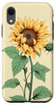 iPhone XR Aesthetic Sunflower Line Art Minimalistic Sage Green Case