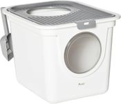 Cat Litter Tray Pet Litter Box Toilet with Front Entrance, Top Exit