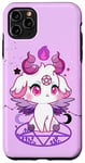 Coque pour iPhone 11 Pro Max Kawaii Violet Goth Cute Cat Witchy Pink