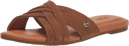Ugg Kenleigh Slide Chestnut Womens Leather Flip Flops Sandals