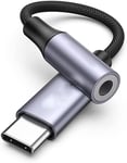 USB C till 3,5 mm-uttag Ljudadapter Honkabel, Aux till Typ-C hörlurar Digital Adapter Hi-Res DAC-dongel