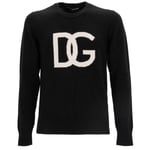 DOLCE & GABBANA DG Logo Virgin Wool Sweater Sweatshirt Black White 13482