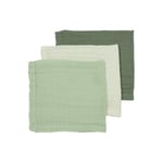 MEYCO Muslin burp cloths 3-pack Uni Off white /Soft Green / Forest Green