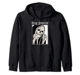 stay positive grim reaper dead inside thumb up reaper Gothic Zip Hoodie