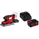 Einhell TE-OS 18/230 Li-Solo Cordless Vibrating Sander - Supplied with 4.0Ah Battery and Charger (Hook and Loop Attachment, Aluminium Sole, Dust Bag, with 3 Sandpaper Sheets)