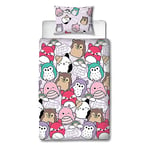 Character World Squishmallows Official Single Duvet Cover Set, Bright Design | Reversible 2 Sided Squish Squad Bedding Cover Official Merchandise Including Matching Pillow Case