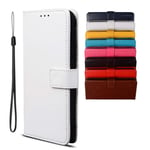 BRAND SET Case for TCL 20 SE Case Wallet Style Faux Leather flip Case with Secure Magnetic Closure Lock and Bracket Function Suitable for TCL 20 SE(White)