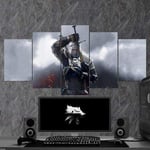 TOPRUN The Witcher Wild Hunt Geralt of Rivia Gaming 5 pieces wall art canvas for living room Home Wall Decoration 5 panel canvas picture for bedroom Background art Decor xxl 150x80CM Framework