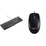 Logitech K120 Wired Keyboard for Windows, USB Plug-and-Play, Full-Size, Spill Resistant, Curved Space Bar PC/Laptop, QWERTY UK Layout - Black & M90 Wired USB Mouse, 1000 DPI Optical Tracking - Black