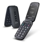 Panasonic KX-TU550EXB Téléphone Portable à Clapet, Appareil Photo 1,2MP, avec Grand Écran 2,8", 300 Heures d'Autonomie en Veille, Noir