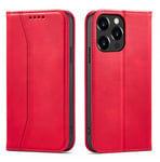 Magnet Fancy Case Fodral för iPhone 13 Pro Cover Card Plånbok Kortställ Röd