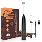 YISSVIC Handheld Milk Frother Handheld Foam Maker USB Rechargeable Milk Frother 3 Speeds with Stand for Coffee Latte Cappuccino Egg Beating (6.1inch Long)