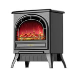 JHSHENGSHI Free-Standing Electric Fireplace Heater Realistic Wood and 3D Fireplace Flame Effect Quiet Infrared Fireplace With Thermostat 1800 W