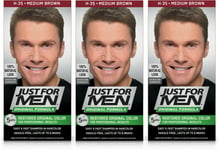 3 Just For Men Mens Shampoo Hair Colour Color Wash in Dye Medium Brown H35