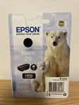 Genuine Epson 26 Black Ink Cartridge Polar Bear C13T26014010 T2601 New Sealed