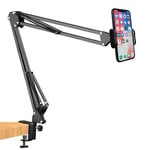 Overhead Tripod Mount Articulating Arm,Cell Phone Holder, 360° Rotation Adjustable Bracket Clamp Stand,Flexible Long Arm Bracket for iPhone 13/12 /11 Pro XS Max XR X 8 8P, for xiaomi, Samsung Galaxy