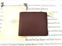 FOSSIL Bifold Leather Wallet Mens HART Wine ID Coin Wallets in Dust Bag NEW R£55