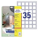 Avery 6251-10 35 X 35 Mm, A4, Vit Använd Avery 6251-10 Kvadratiska Produktetiketter För Permanent Märkning För Maximal Effekt På Produkter Och Erbjudanden.