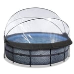 EXIT Frame Pool ø427x122cm (12v Sand filter) - Grå + soltak