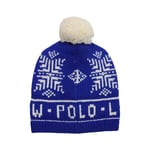 Polo Ralph Lauren Ski Beanie Unisex Adults One Size Blue Acrylic Wool Bobble BNT