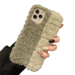 Bakicey Plush Mobile Phone Case Compatible with iPhone 12 Mini Case Warm Fluffy Furry Girls Protective Silicone Shockproof Case Slim Mobile Phone Case Cover for iPhone 12 Mini (5.4 Inches) - Green