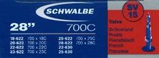Schwalbe, Slang SV15, 18/28-622/630 mm, 28 Tum med 40 mm Racerventil