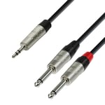 Adam Hall Cables 4 STAR YWPP 0600 - Câble Audio REAN Mini-Jack 3,5 mm stéréo vers 2 x Jack 6,35 mm mono 6 m