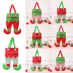 Christmas Santa Pants Stocking Wine Bottle Holder Candy Bags Xma All Green Footprints