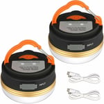 Groofoo - Lanterne de Camping [2 Pack] lumières de Tente Rechargeable Batterie,Résistant à l'eau,Base Magnétique,3 Modes d'éclairage avec Cable usb