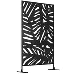 Outsunny Panneau Brise Vue décoratif extérieur Noir à Motif végétal en métal - 122 x 45 x 198 cm