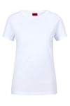 HUGO Womens The Plain Tee Cotton-Jersey T-Shirt with Reversed-Logo Print White