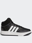 adidas Sportswear Kids Unisex Hoops 3.0 Mid Trainers - Bla, Black/White, Size 11 Younger