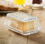 Kilner Butter Dish Tray Storage Holder With Lid Embossed Clear Glass Vintage New
