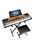 Rockjam 6150 61-Key Keyboard Piano Kit With Pitch Bend, Keyboard Bench, Digital Piano Stool, Lessons And Headphones