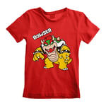 Børne Kortærmet T-shirt Super Mario Bowser Text Rød 7-8 år