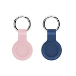Airtags Case, Silicone Cover for Airtags Finder, Airtags Protective Sleeve with Keychain Hook, Airtag Accessories-2 Pack (Blue & Pink)