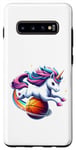 Coque pour Galaxy S10+ Licorne équitation basket-ball garçons filles hommes femmes enfants adultes