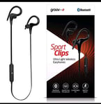 Groov-e Sports Clips Ultra-Light Wireless Bluetooth Headphones, Black-GVBT1400BK