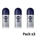 NIVEA Men's Ball Anti-Perspirant Silver protect Dynamic Power 50 Ml Pack of 3