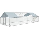 Frigående hönsskåp av stål, 300 x 800 x 195 cm hönsbur med UV-beständigt lock, foderlucka, hängfoder, abborre, hönsskåp för 24-3