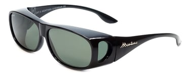 Montana Designer Fitover Sunglasses F02D in Gloss Black & Polarized G15 Green Le
