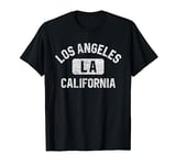 Los Angeles LA California Gym Style Distressed White Print T-Shirt