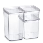 Zeller 14739 Storage Containers Set of 3 Plastic Transparent Approx. 500 ml / 1100 ml / 1650 ml / 12.8 x 10.4 x 6.3 / 12.8 x 10.4 x 18.5