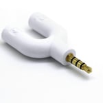 Headset Microphone Splitter 3.5 mm Audio Splitter U Jack to Headset Microphone 2 Way U Splitter Adapter – White