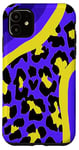 Coque pour iPhone 11 Abstract Purple Yellow Animal Spots Retro Trendy Bold